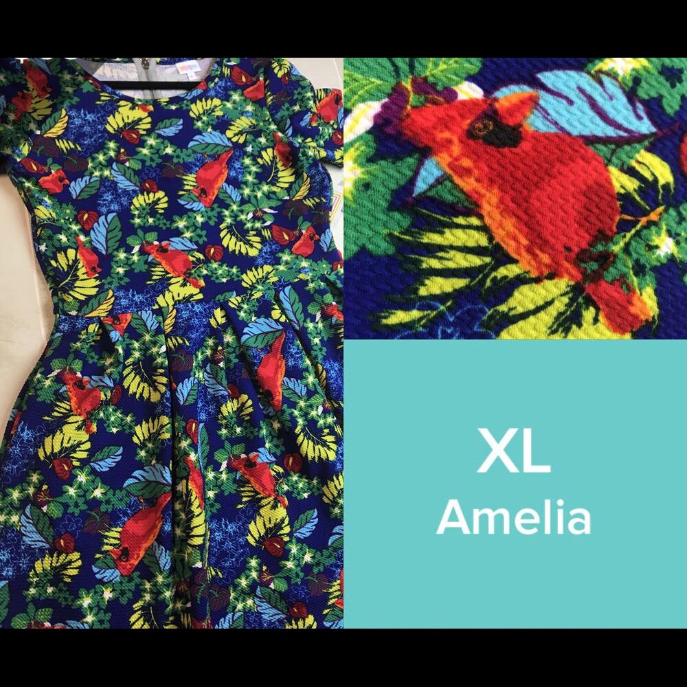 Ladies LuLaRoe Amelia Dress Cardinals print